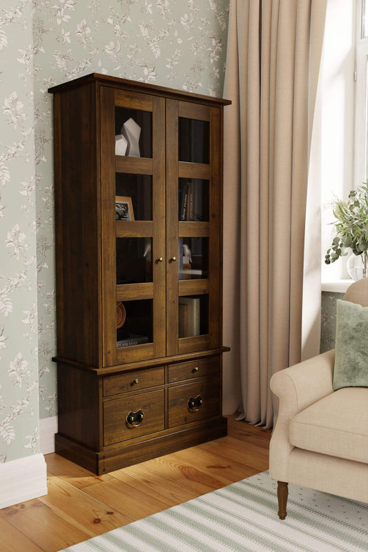 Garrat 2-door display cabinet with 4 drawers