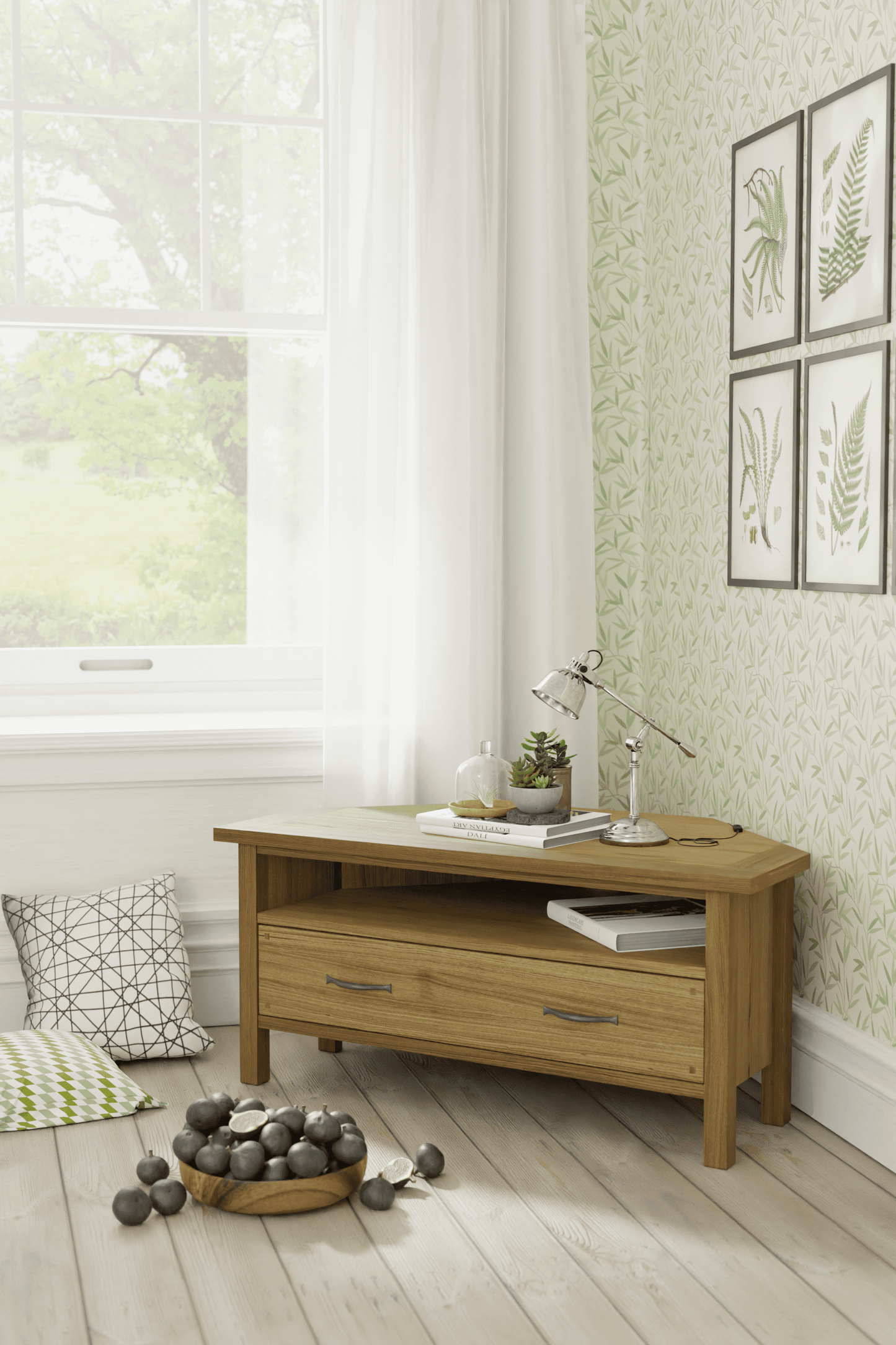 Milton corner TV table with 1 drawer