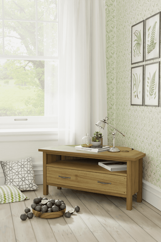 Milton corner TV table with 1 drawer