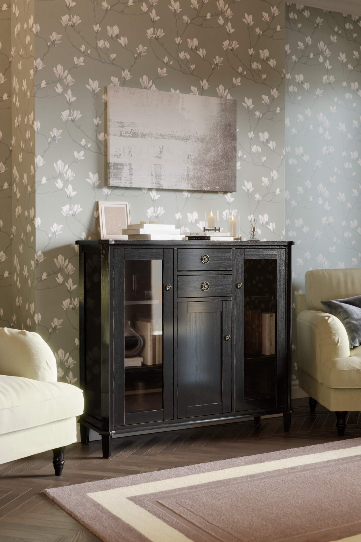 Henshaw 3-door low display cabinet with 2 drawers