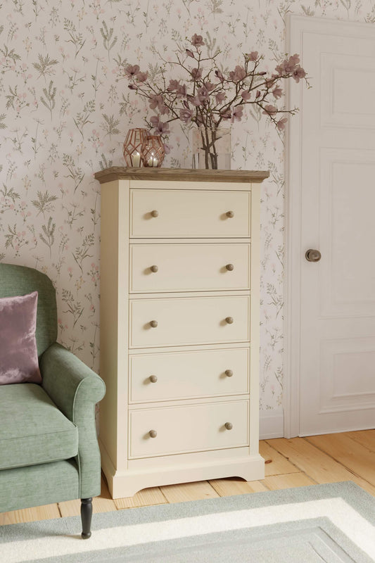 Oakham tall chest of drawers with 5 drawers