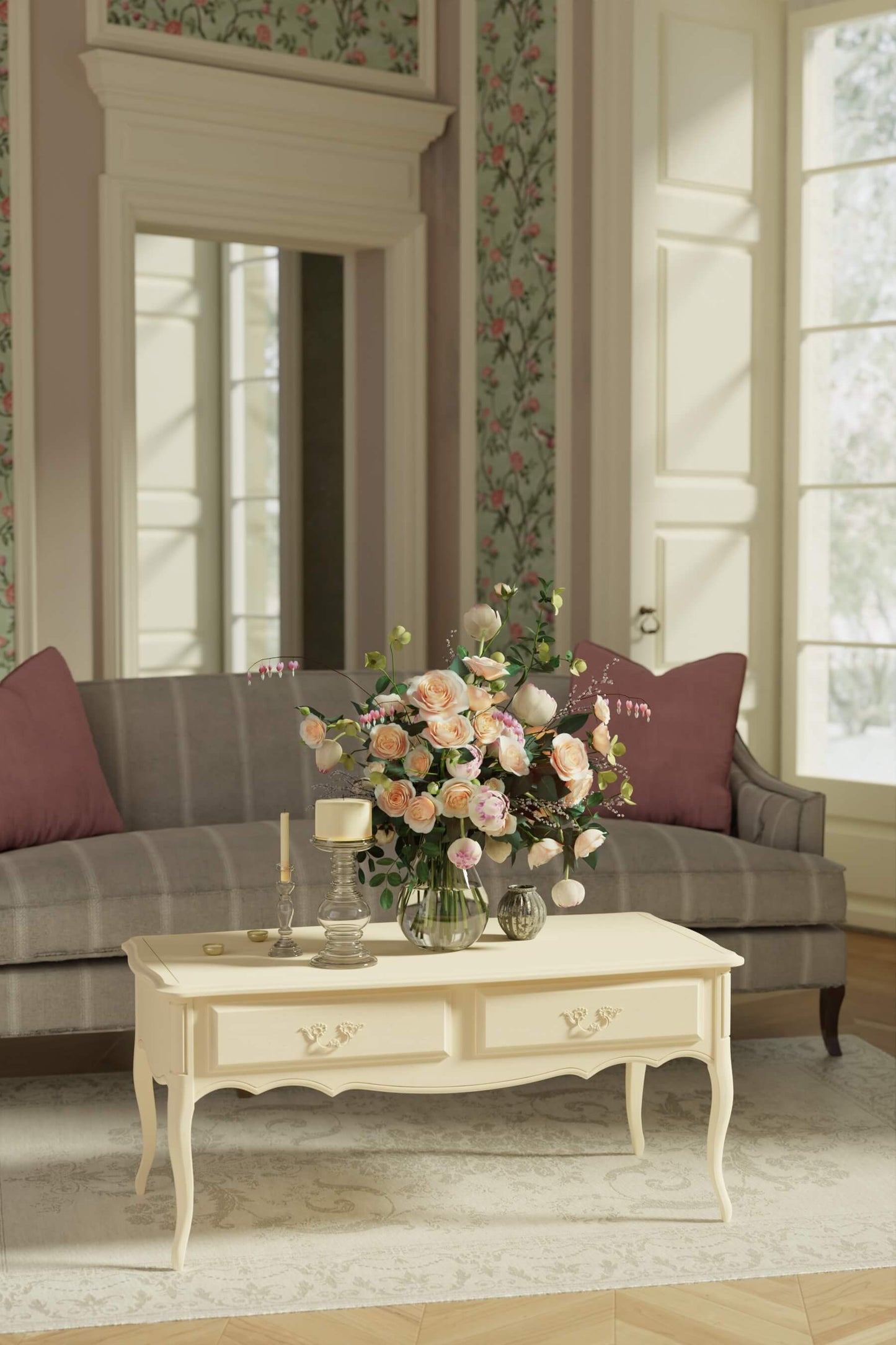 Provencale coffee table with 2 drawers