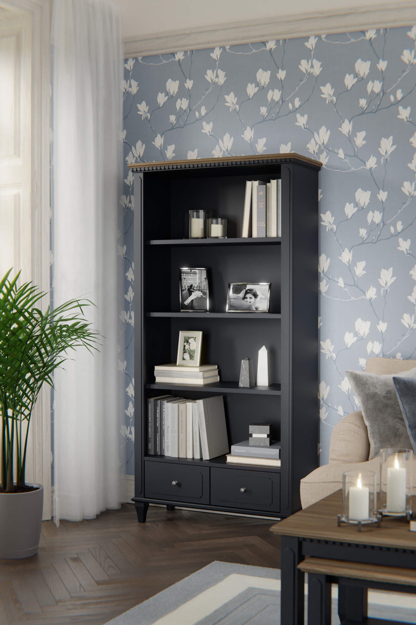 Hanover bookcase with 2 drawers