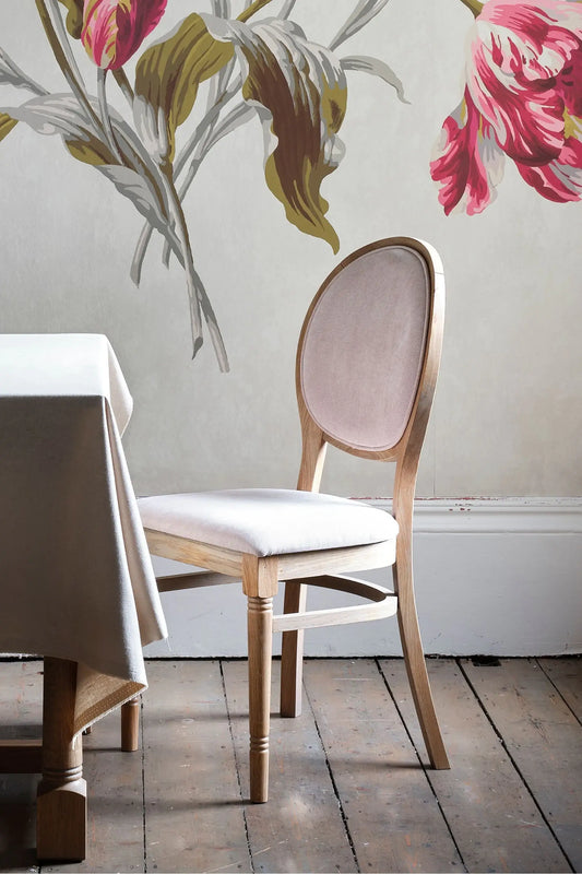 Pair of Wellington dining chairs with upholstered seat and backrest