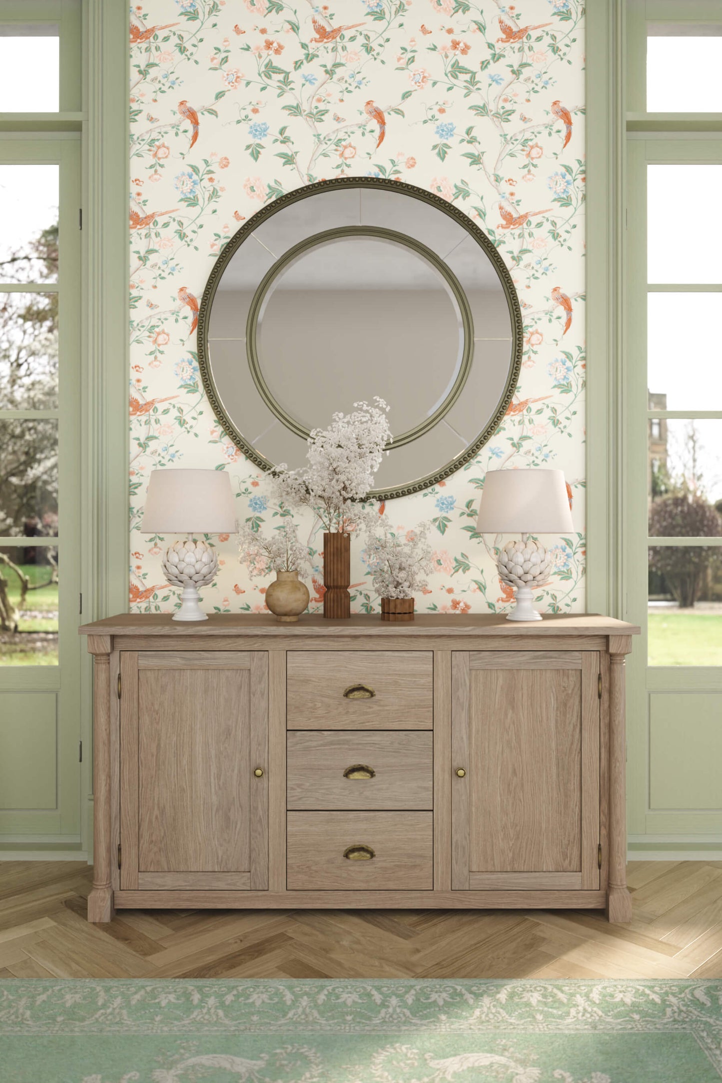 Wellington 2 door chest of drawers with 3 drawers