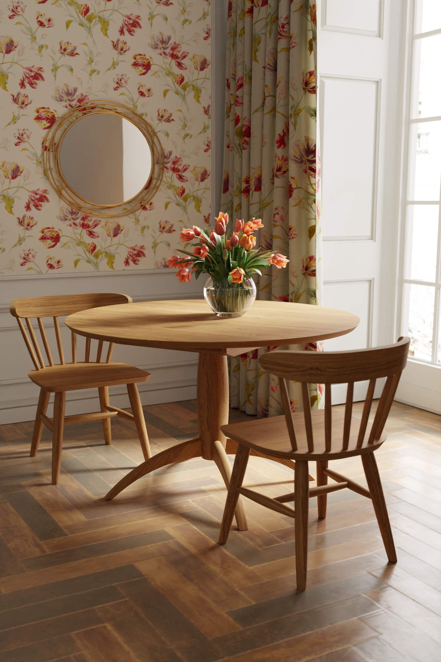 Brecon round dining table with extension