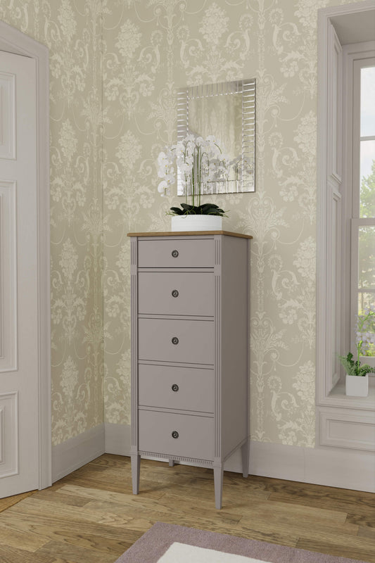 Eleanor tall chest of drawers with 5 drawers